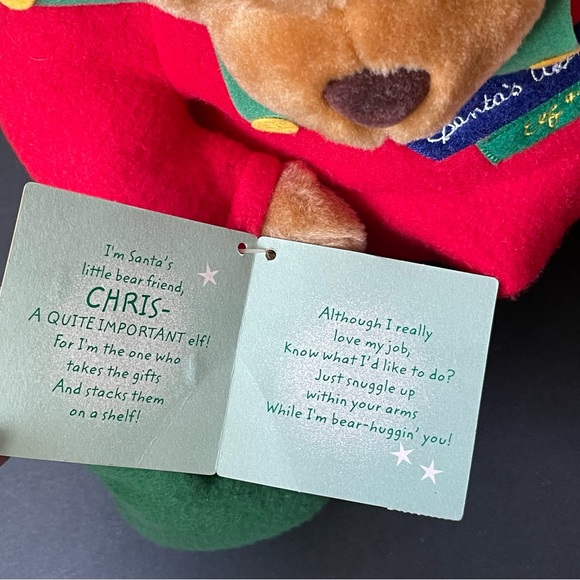 VINTAGE Hallmark Christmas CHRIS THE ELF TEDDY BEAR 12" Plush Stuffed Animal - Picture 9 of 16